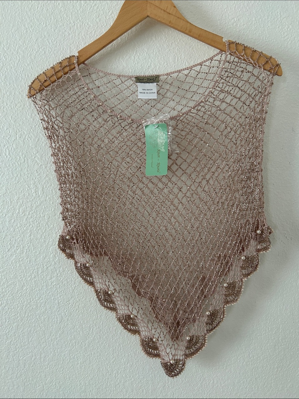 Beaded Mesh Scarf Wrap in Dusty Rose by 2B Bebe